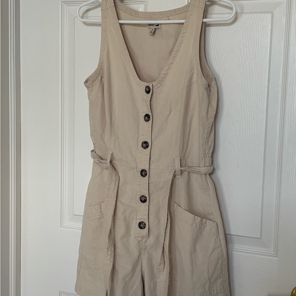 Toad&Co Tan Sleeveless Jumpsuit with V-Neck